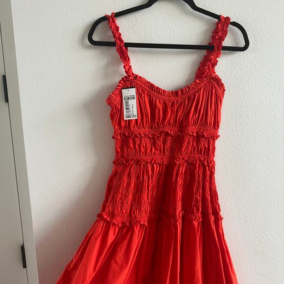 DOEN Marianne shirred cotton-poplin midi dress NEW Size Medium - Picture 5 of 7